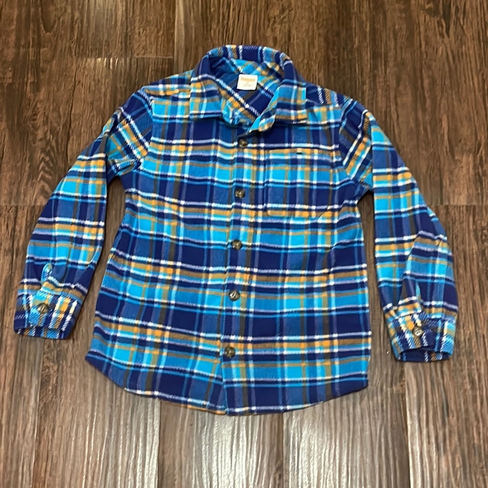 GYMBOREE Blue/Orange Plaid Long Sleeve Shirt Sz 5T Excellent Condition!